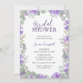 Modern Purple Floral Watercolor Bridal Shower Kaart (Voorkant)