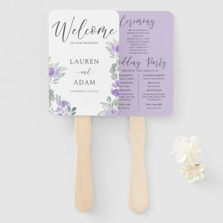 Modern Purple Floral Wedding Program Handwaaier