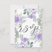 Modern Purple Floral Wedding RSVP (Voorkant)
