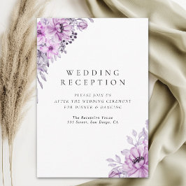 Modern Purple Floral Wedding Stationery  Informatiekaartje