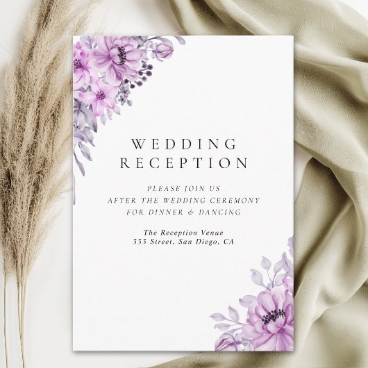 Modern Purple Floral Wedding Stationery  Informatiekaartje