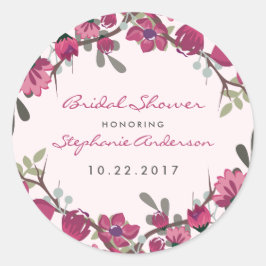 Modern Purple Flowers & Typografie Vrijgezellenfee Ronde Sticker