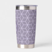 Modern Purple Geometric Cubes Pattern Monogram Geïsoleerde Drinkbeker (Links)