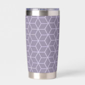 Modern Purple Geometric Cubes Pattern Monogram Geïsoleerde Drinkbeker (Achterkant)