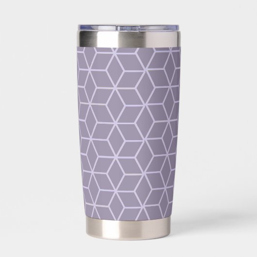 Modern Purple Geometric Cubes Pattern Monogram Geïsoleerde Drinkbeker (Achterkant)