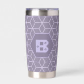 Modern Purple Geometric Cubes Pattern Monogram Geïsoleerde Drinkbeker (Voorkant)