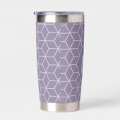 Modern Purple Geometric Cubes Pattern Monogram Geïsoleerde Drinkbeker (Rechts)