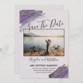 Modern Purple Glitter Spark Save The Date Photo (Voorkant / Achterkant)