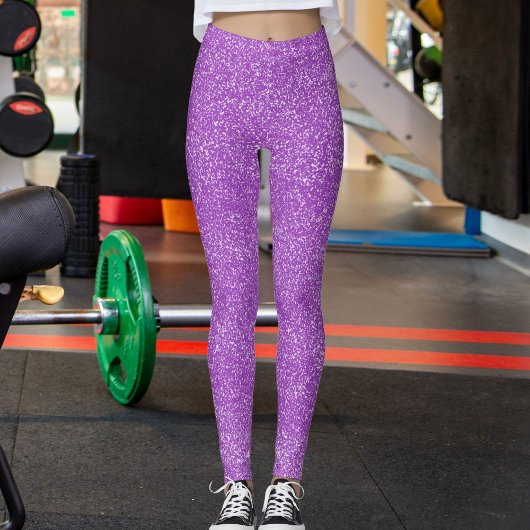 Modern Purple Glitter Sparkles Pattern Sport Gift Leggings