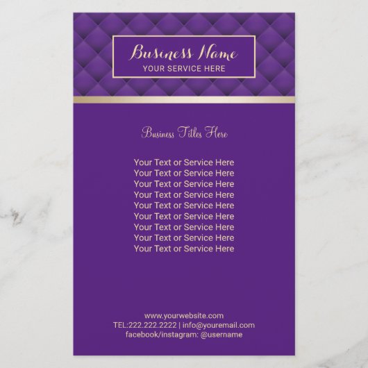 Modern Purple & Gold Beauty Salon Spa Flyer (Voorkant)