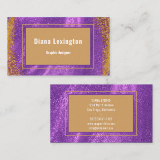  Modern Purple Gold  Business Card Visitekaartje