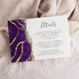 Modern Purple Gold Ink Wedding Details Informatiekaartje