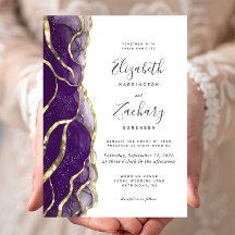Modern Purple Gold Ink Wedding Invitation