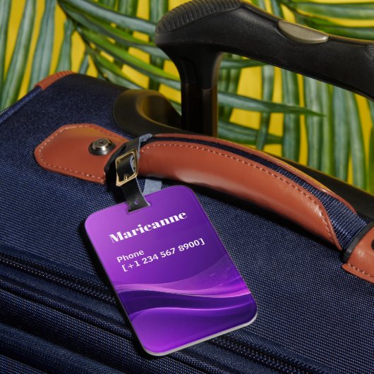 Modern Purple Gradient Wave Minimalist Bagagelabel (Voorkant Insitu 1)