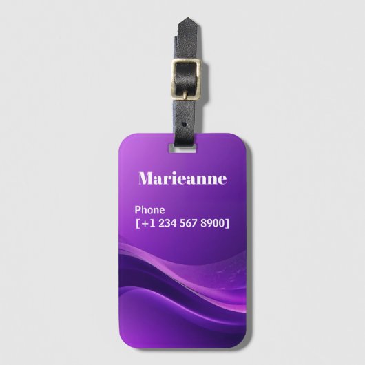 Modern Purple Gradient Wave Minimalist Bagagelabel (Voorkant (verticaal))