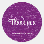 Modern Purple Math Graduation Thank You Ronde Sticker (Voorkant)