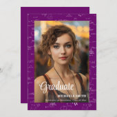 Modern Purple Math Photo College Graduation Aankondiging (Voorkant / Achterkant)