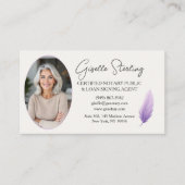 Modern Purple Mobile Notary Photo QR Code Visitekaartje (Voorkant)