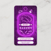 Modern Purple Neon Bakery Add Logo Brand Name   Visitekaartje (Voorkant)