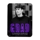 Modern Purple Neon Vertical Photo Graduation Magneet (Verticaal)