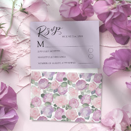 Modern Purple Rose RSVP Wedding Card Kaartje