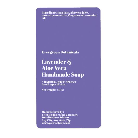Modern Purple Soap Packaging Label (Voorkant)