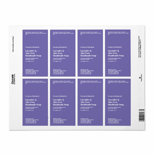 Modern Purple Soap Packaging Label (Full Sheet)