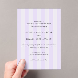 Modern Purple Stripes Elegant Wedding Acryl Uitnodigingen