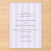 Modern Purple Stripes Elegant Wedding Acryl Uitnodigingen (Voorkant)