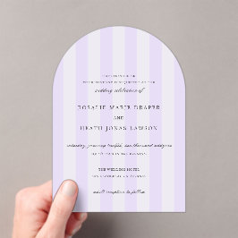 Modern Purple Stripes Elegant Wedding Acryl Uitnodigingen