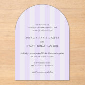 Modern Purple Stripes Elegant Wedding Acryl Uitnodigingen (Voorkant)