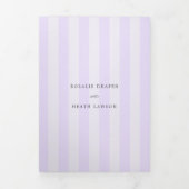 Modern Purple Stripes Elegant Wedding Drieluik Uitnodiging (Cover)