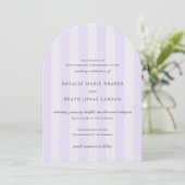 Modern Purple Stripes Elegant Wedding Kaart (Staand voorkant)