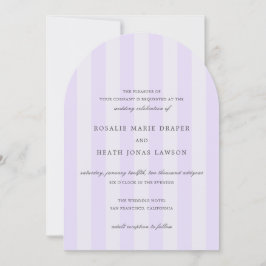Modern Purple Stripes Elegant Wedding Kaart