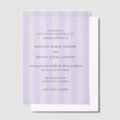 Modern Purple Stripes Elegant Wedding Vellum Uitnodigingen (Offset)