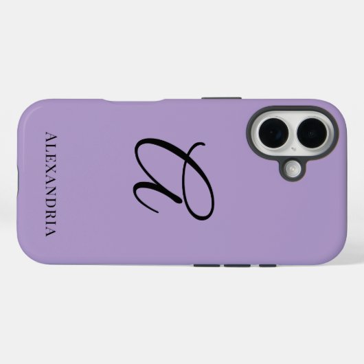 Modern Purple Stylish Personalized Name Initial Case-Mate iPhone Case (Achterkant (horizontaal))