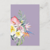 Modern Purple Tropical Floral Hawaii Wedding Informatiekaartje (Achterkant)