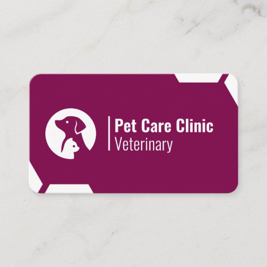 Modern Purple Vet Clinic Business Card for Pet Car Visitekaartje (Voorkant)