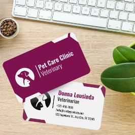 Modern Purple Vet Clinic Business Card for Pet Car Visitekaartje
