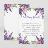 👉 Modern Purple Wisteria Gold Wedding Details Enc Informatiekaartje (Voorkant / Achterkant)