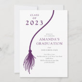 Modern PurpleTassel Graduation Party Invitation Kaart (Voorkant)