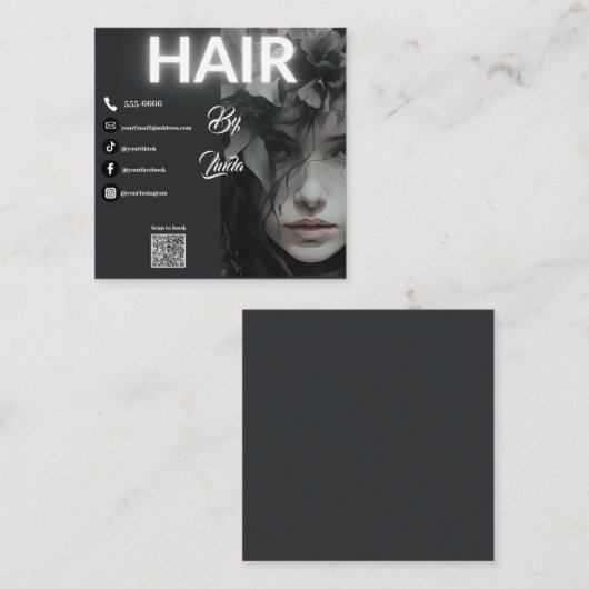 modern qhairstylist Visitekaartje met QR code Contactkaartje (Voorkant / Achterkant)