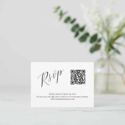 Modern QR bruiloft RSVP Informatiekaartje (Staand voorkant)