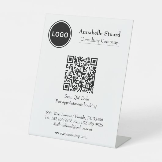 Modern QR code Afsprakenboek Professioneel Reclamebord Met Voetstuk (Voorkant)
