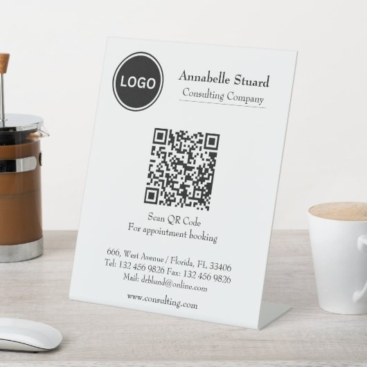 Modern QR code Afsprakenboek Professioneel Reclamebord Met Voetstuk (Insitu)