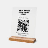 Modern QR Code and Business Logo Minimalist Acryl Bord (Hoek)