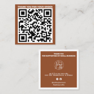 Modern QR-code bedankt je bestelling van terracott Vierkante Visitekaartje