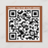 Modern QR-code bedankt je bestelling van terracott Vierkante Visitekaartje (Voorkant)