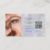 Modern QR Code Black Script Photo Makeup  Visitekaartje (Achterkant)