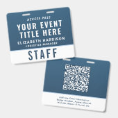 Modern QR Code Blue Event Access ID Badge (Voor- en achterkant)